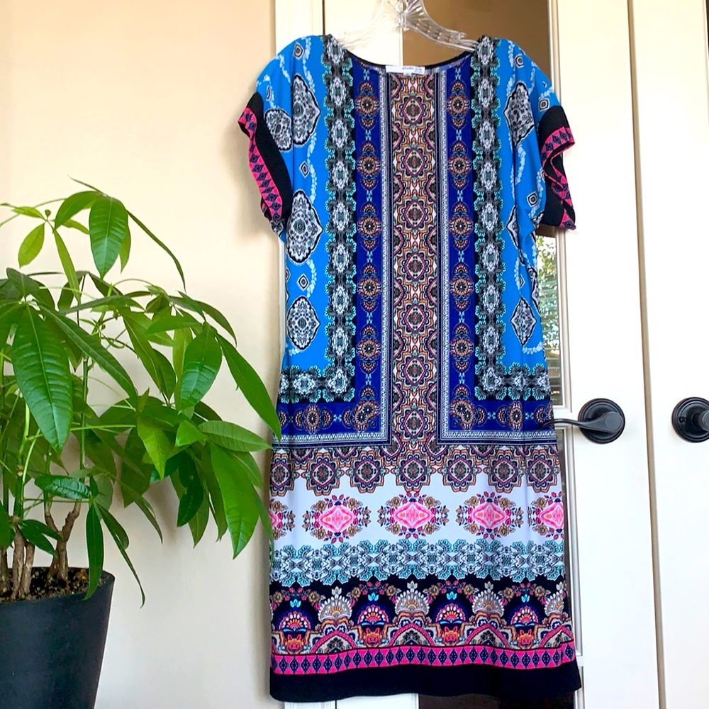 Studio One Dress, Multicolored Medium Shift Geometric Print Geo Pattern D3